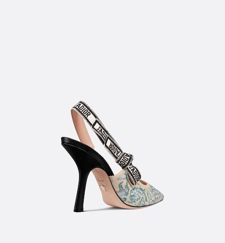 J'Adior Slingback Pump Duck Blue Dior Brocart 